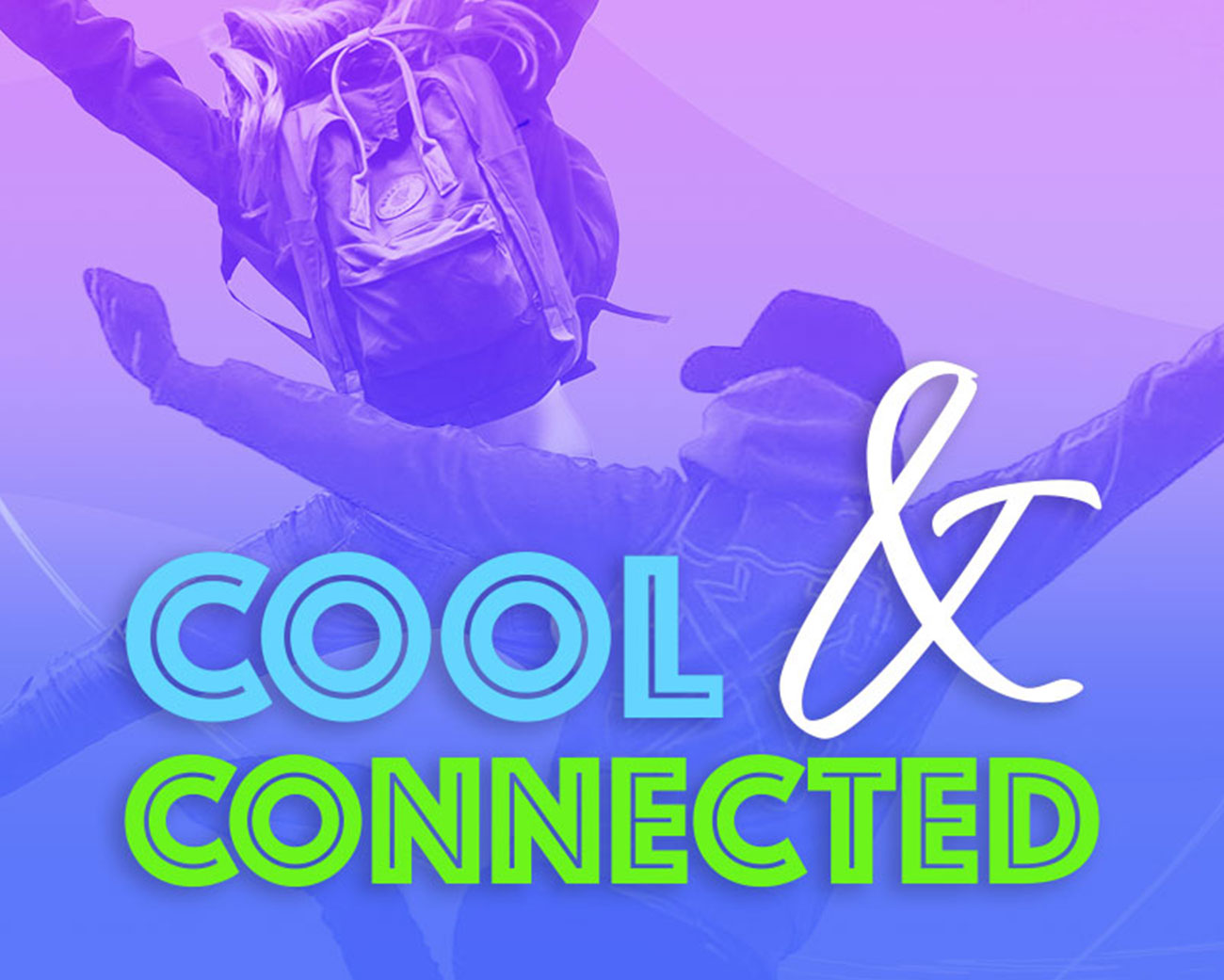 a clickable image of stylized artwork with two people in the background